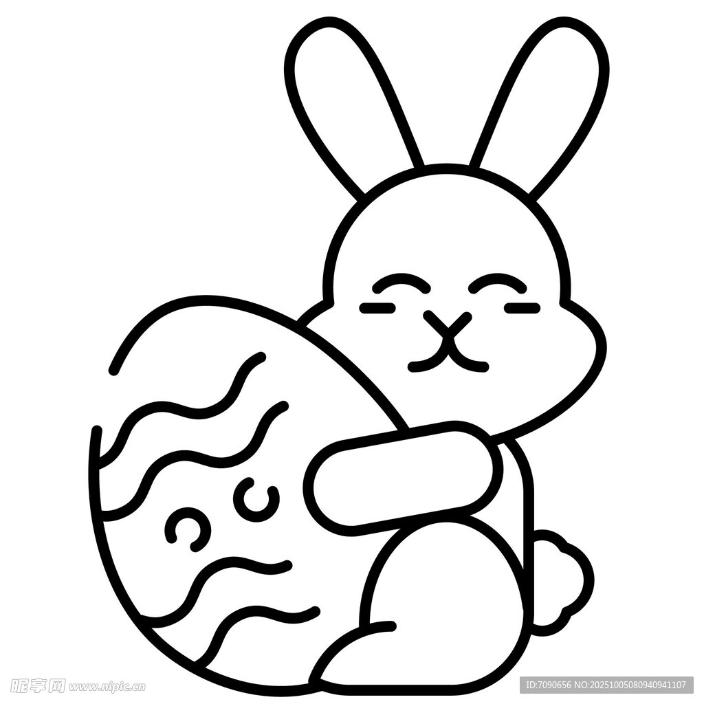 抱彩蛋的可爱兔子