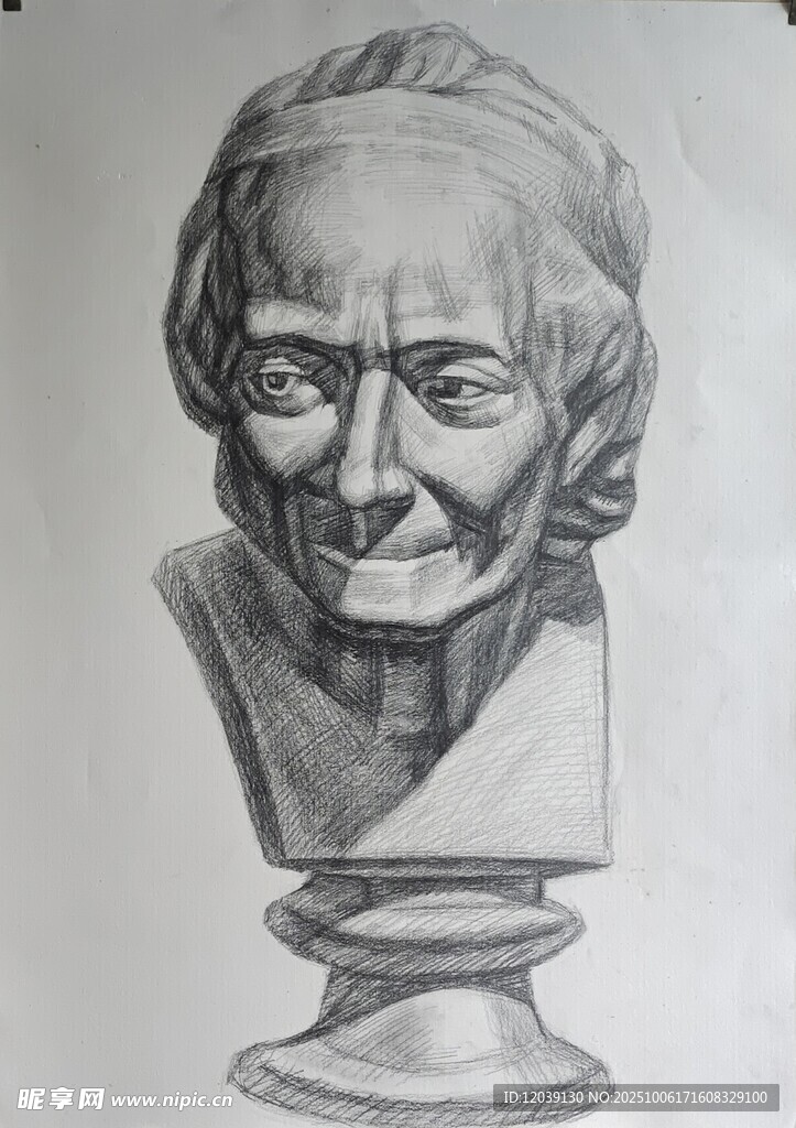素描石膏头像伏尔泰