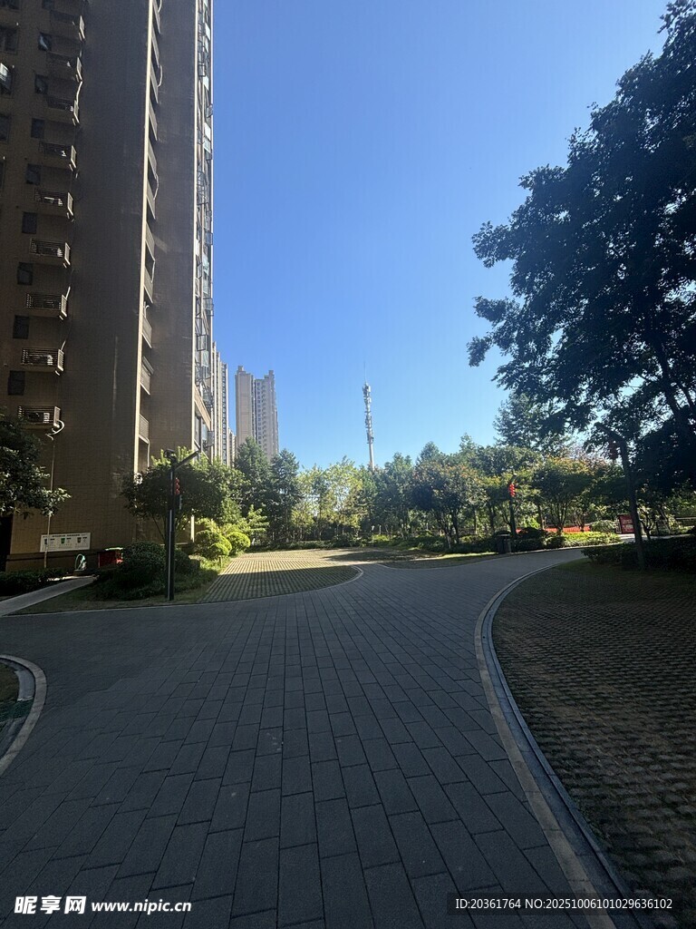 小区内的宁静道路与景观