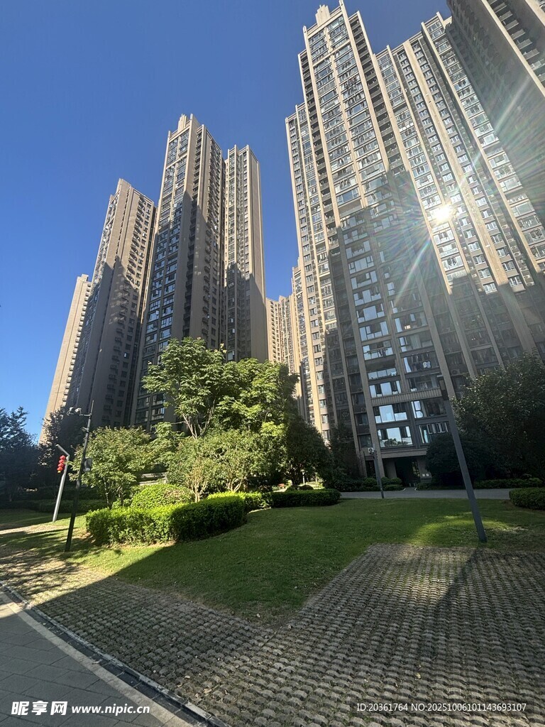 城市高楼与绿地景观