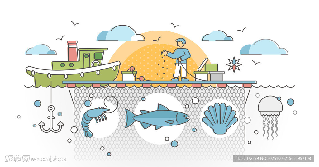 卡通海洋场景插画