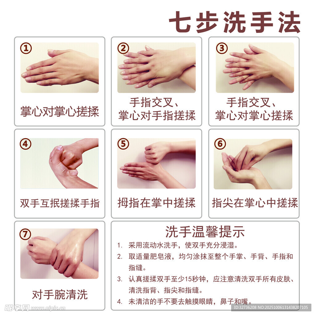 七步洗手法图示