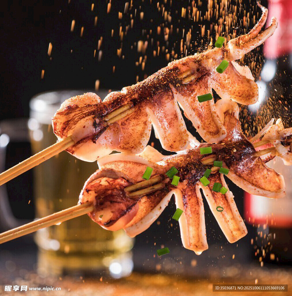 美味烤鱿鱼串