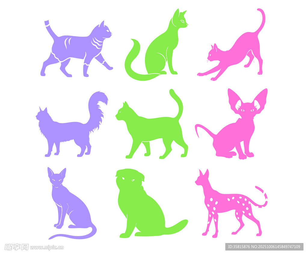 猫狗剪影图案