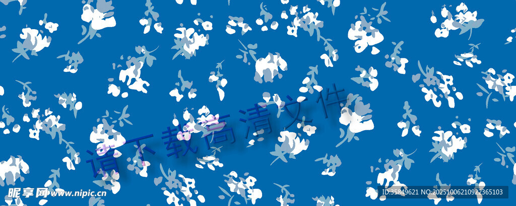 蓝色雪花图案布料纹理