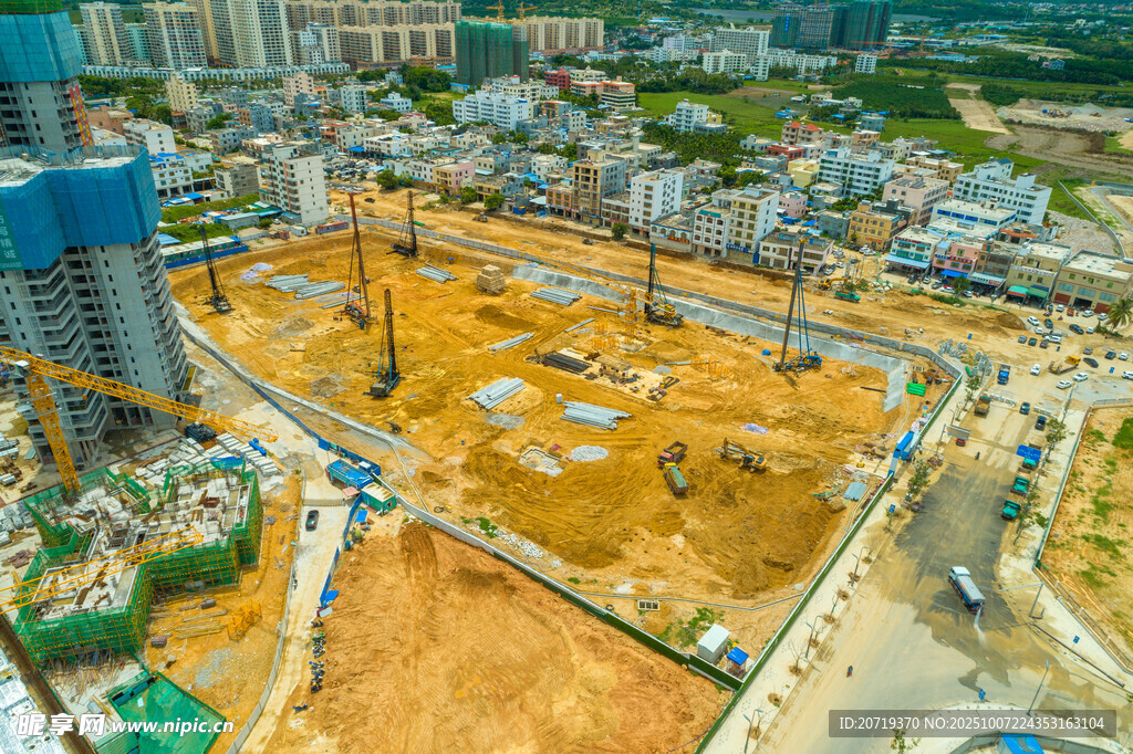 城市建筑工地俯瞰景象
