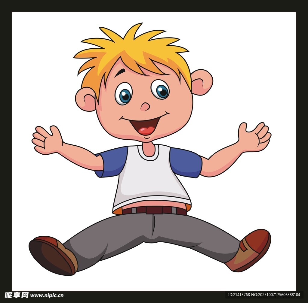 跳跃的小男孩