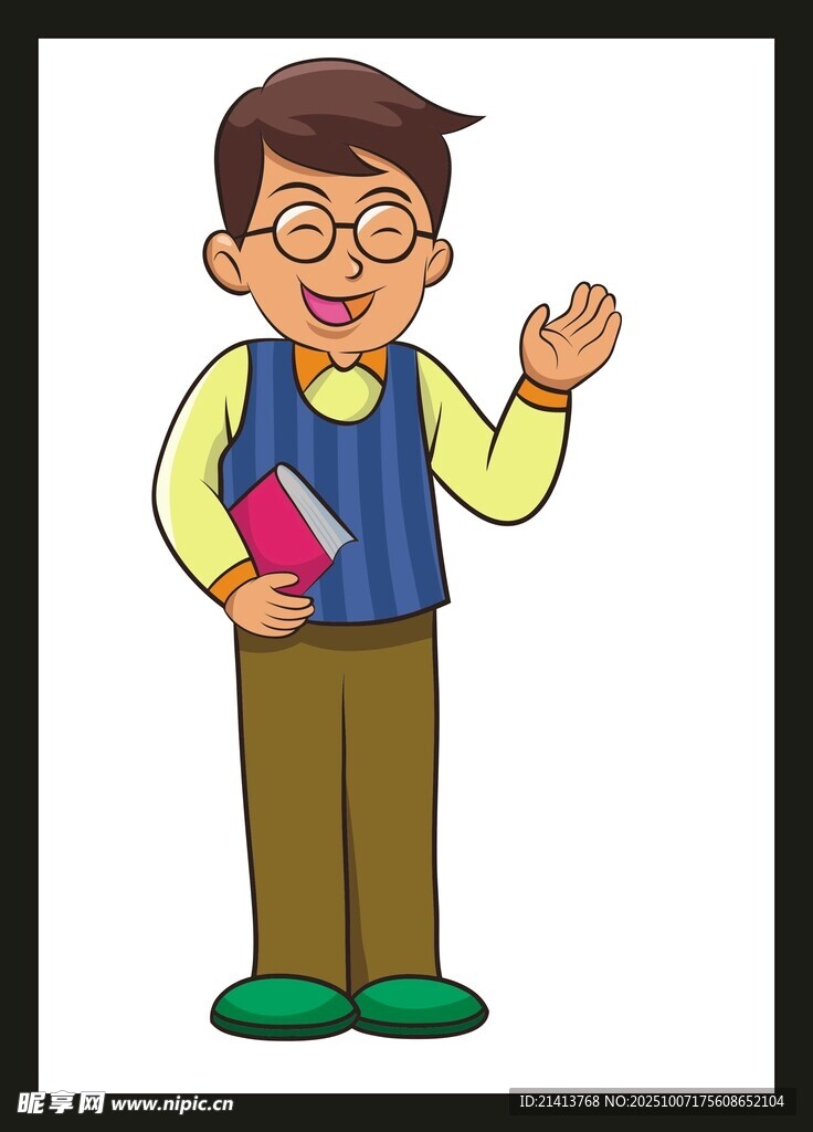 戴眼镜的男孩手持书本
