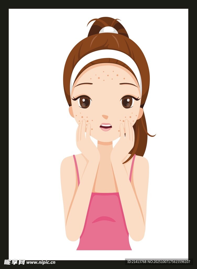 女孩护肤动作插画