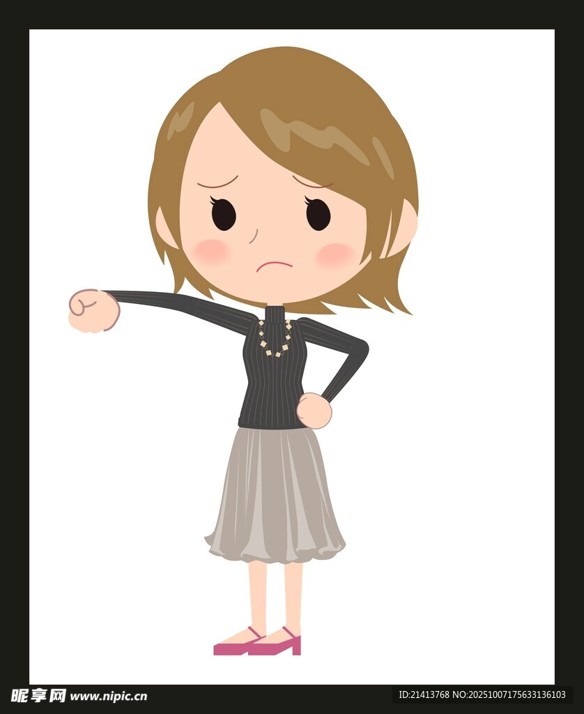 生气女孩指向前方