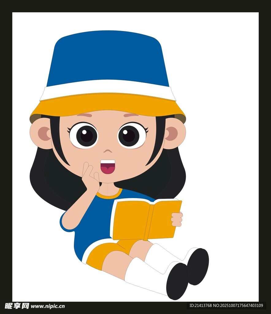 戴帽女孩专注看书