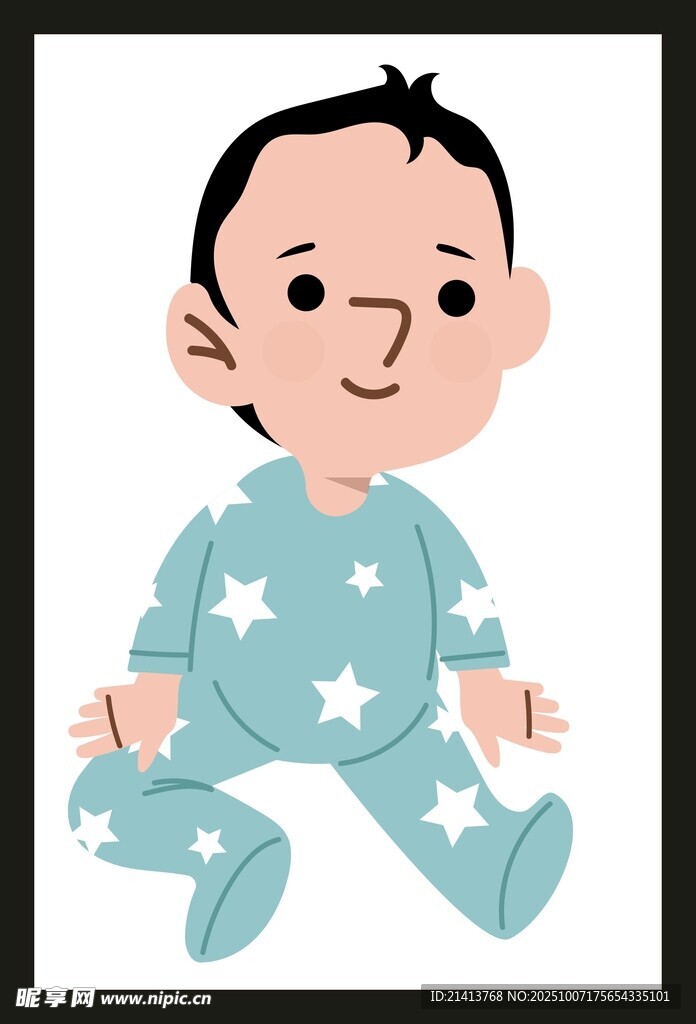 可爱宝宝穿星星图案睡衣