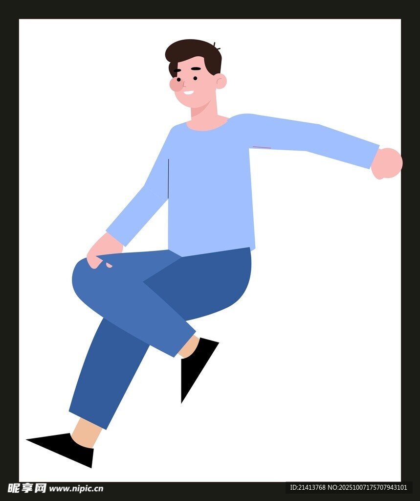 跳跃的休闲装男子