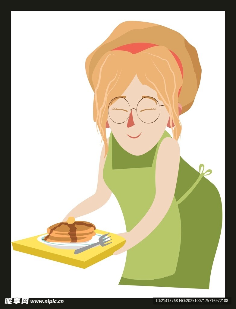 女士端着美味糕点