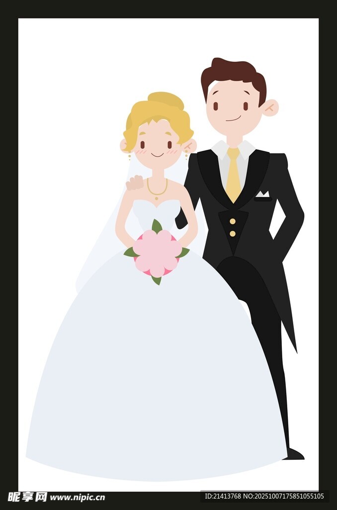 卡通风格新婚夫妇形象