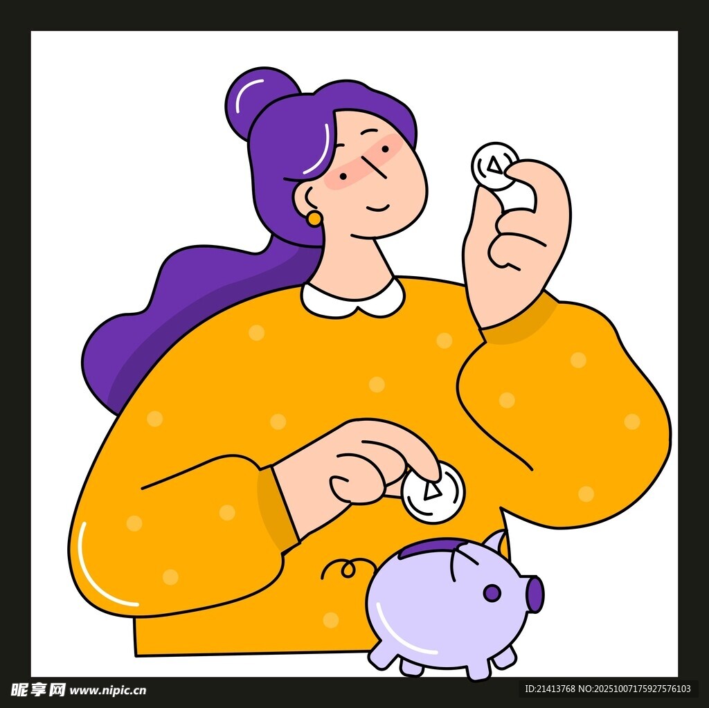 女孩往存钱罐投放硬币
