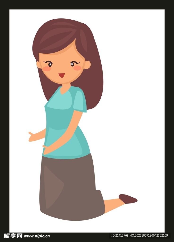 跪地女子姿态温柔