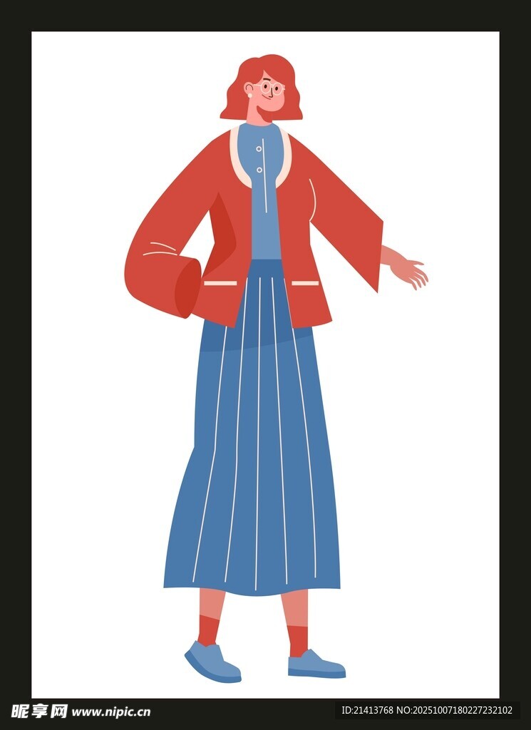 复古装扮女士插画