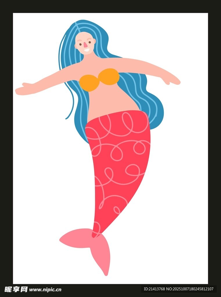 可爱卡通美人鱼插画