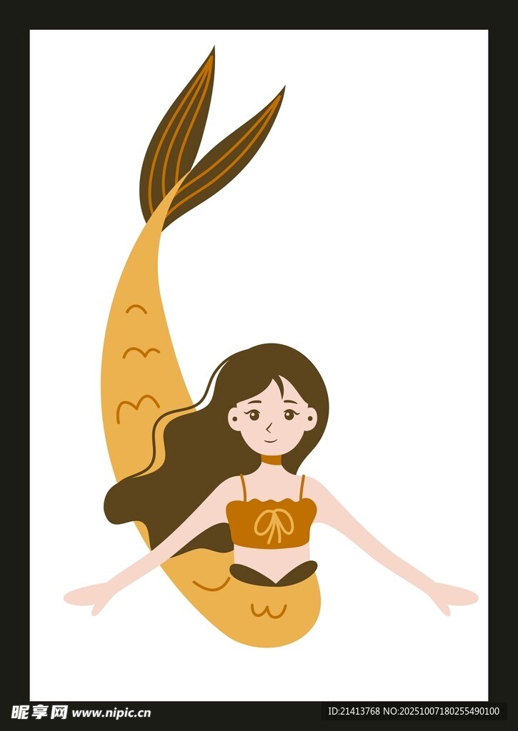 可爱卡通美人鱼插画
