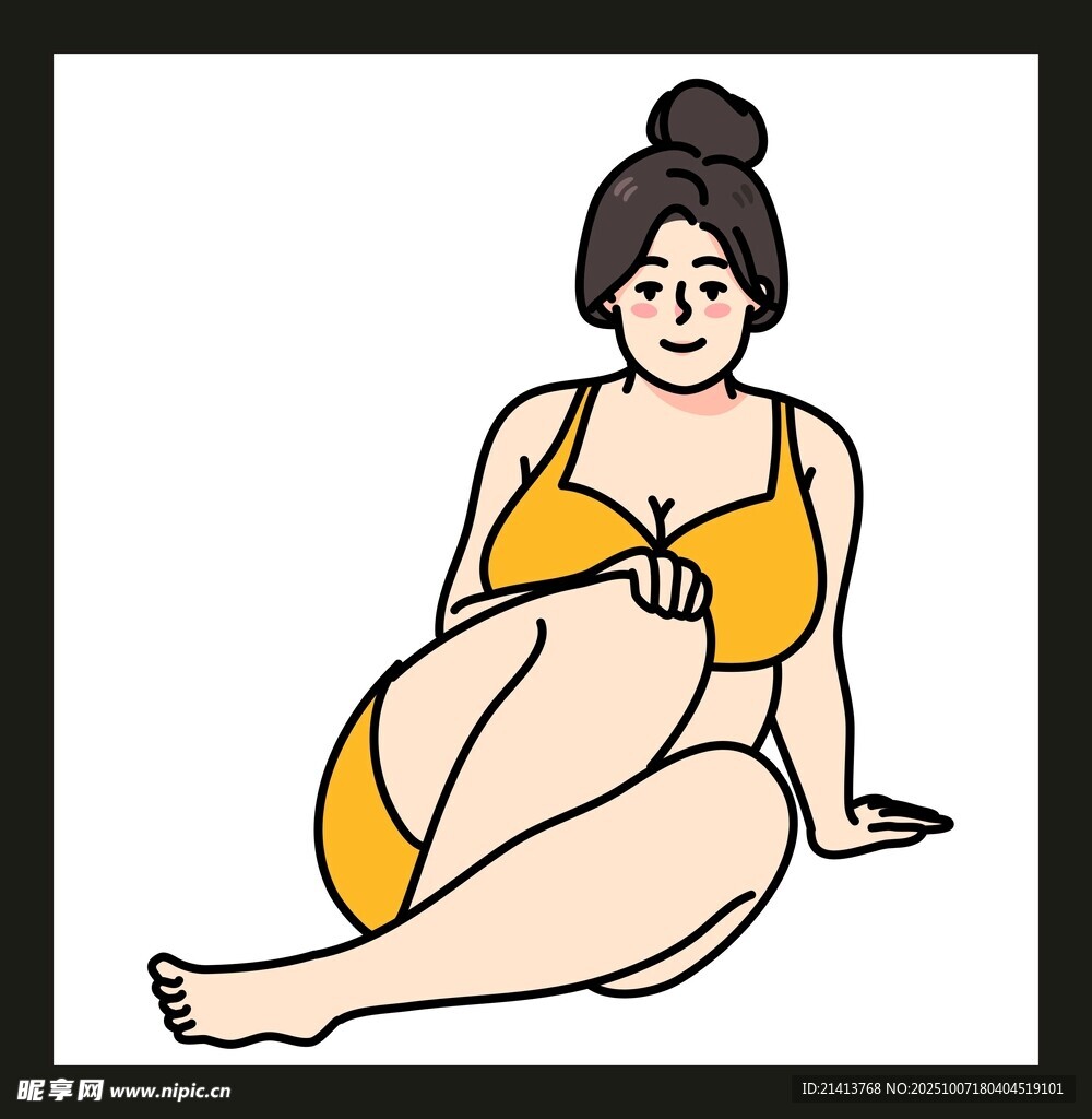 坐着的丰满女性比基尼形象