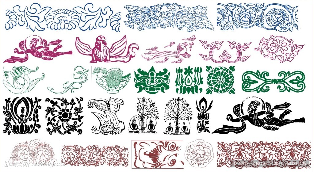 传统图案 神兽图案 古典花纹