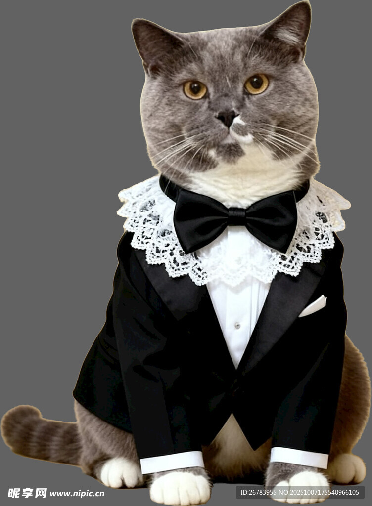 穿礼服的优雅猫咪