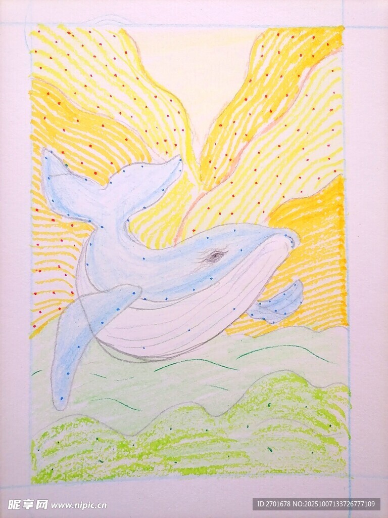 梦幻鲸鱼翱翔彩色天地