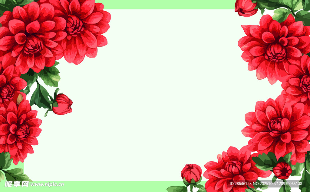红牡丹花卉边框