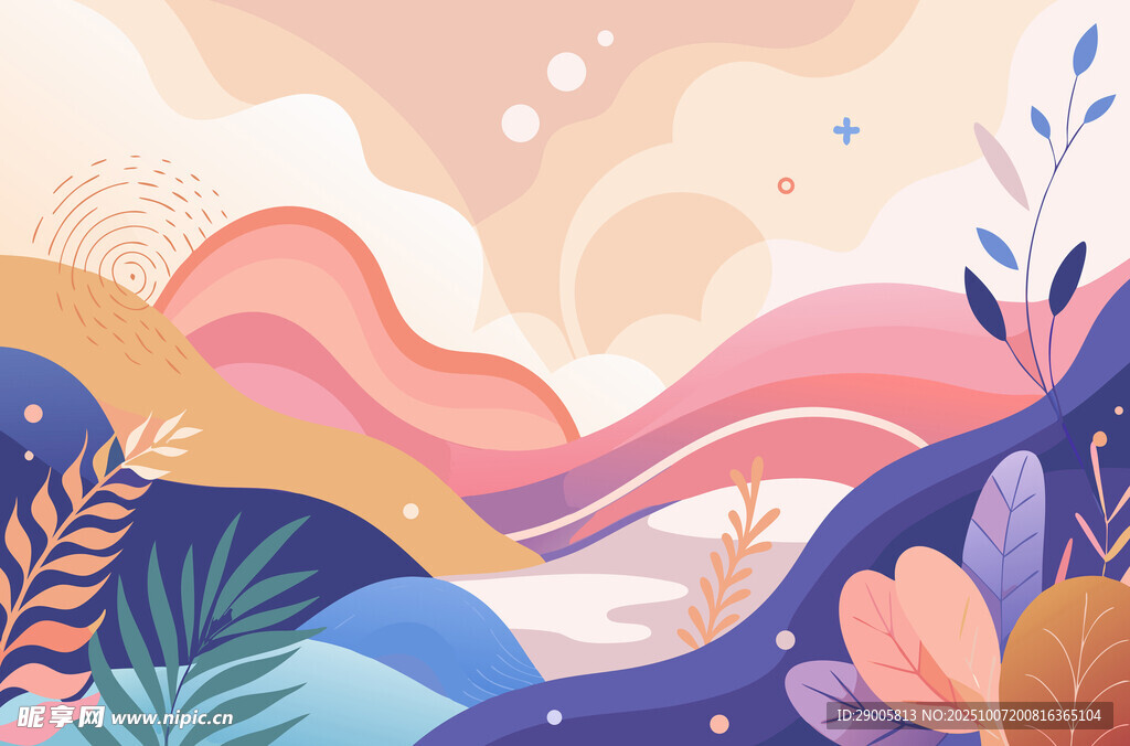 梦幻山峦插画