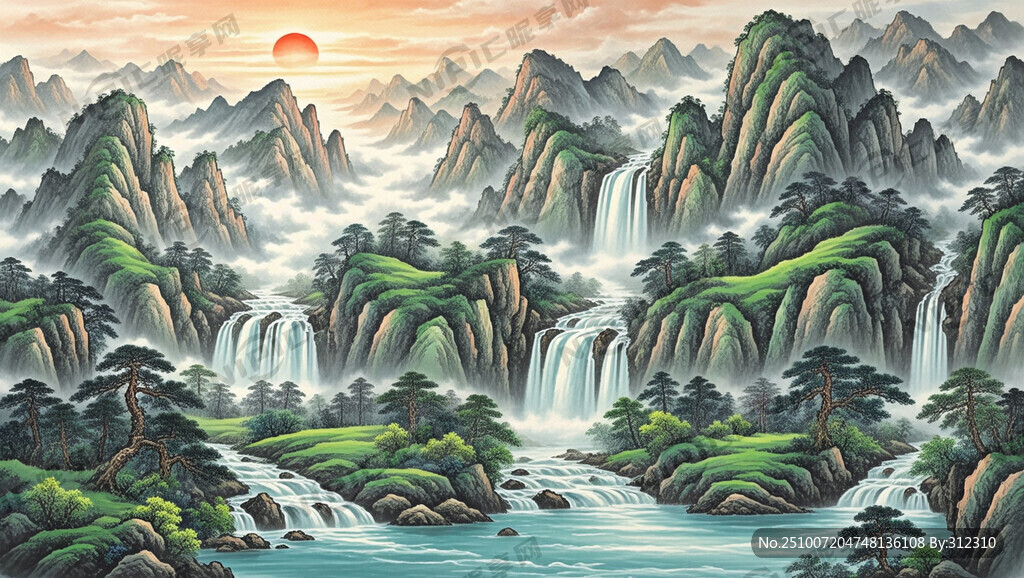 水墨  山水 聚宝盆
