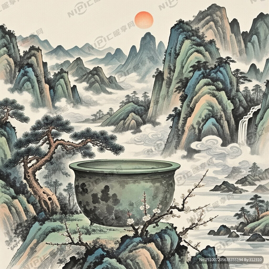 水墨 聚宝盆
