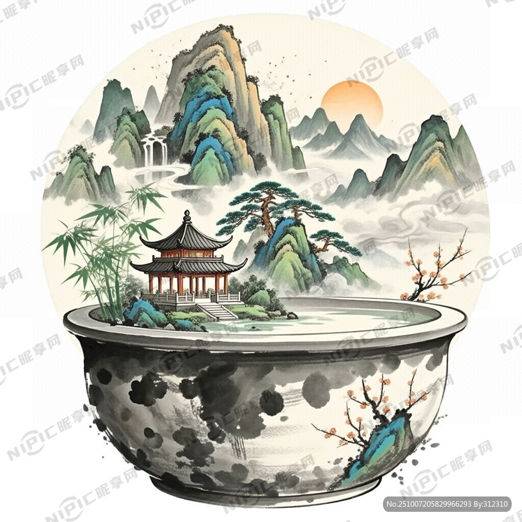 水墨 聚宝盆