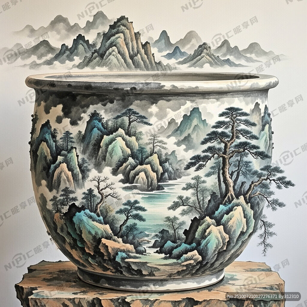 水墨  聚宝盆
