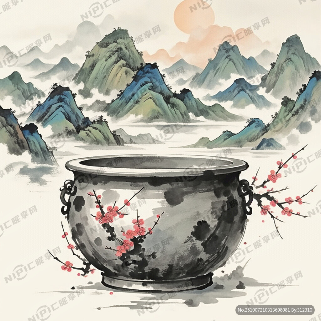 水墨  聚宝盆