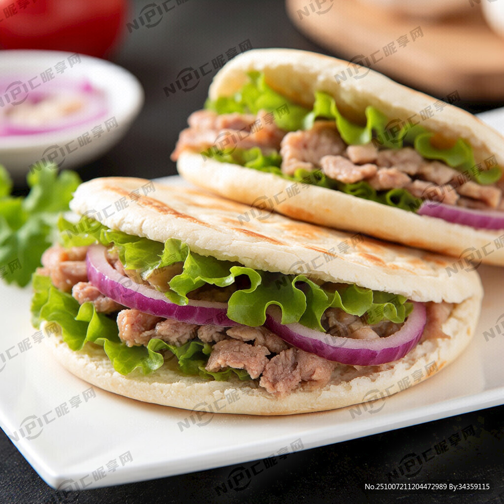 肉夹膜 有生菜 有洋葱 有肉