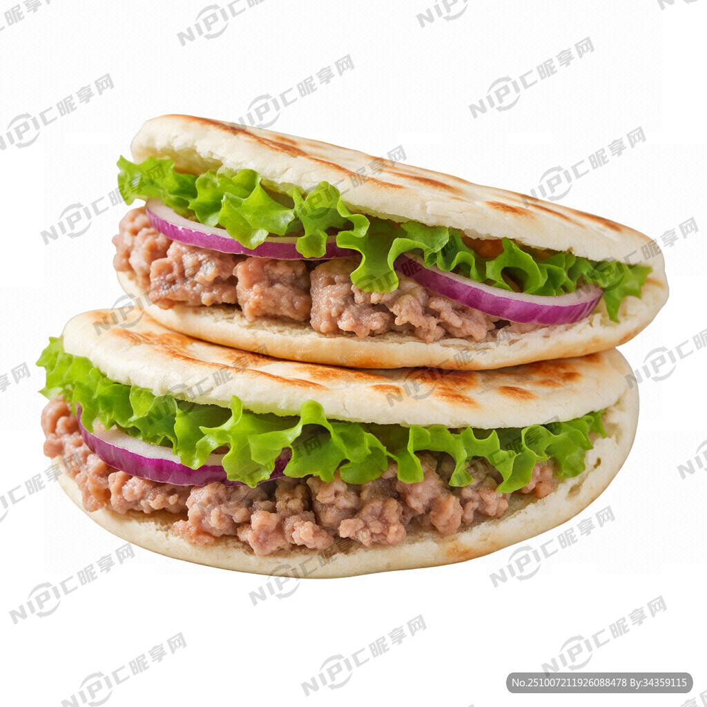 肉夹膜 有生菜 有洋葱 有肉