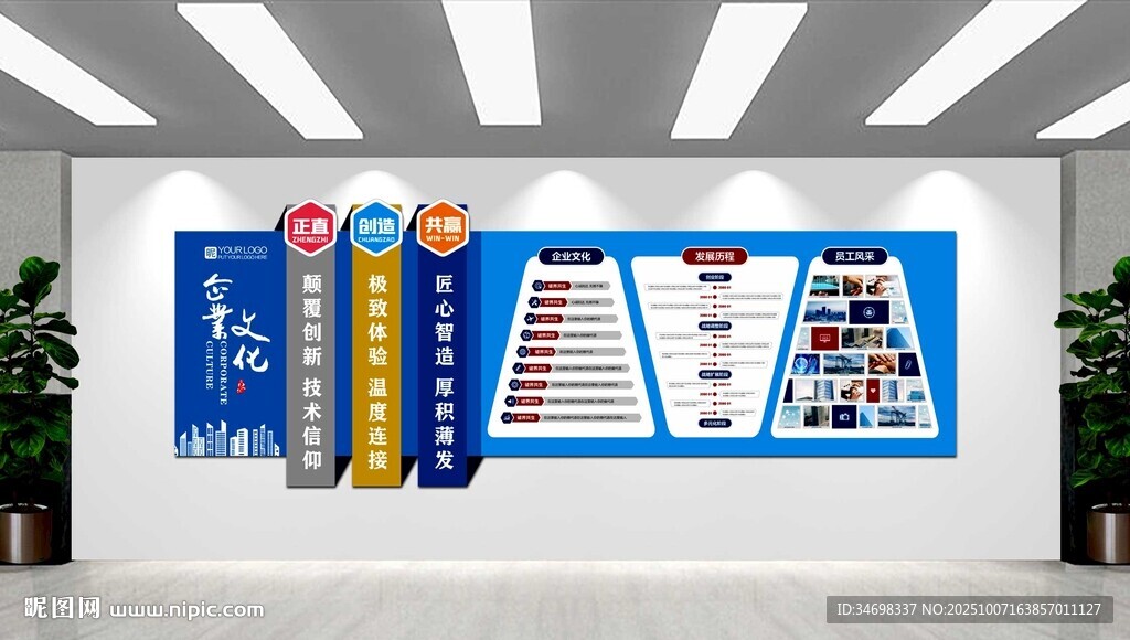 公司企业员工楼梯楼道文化照片墙