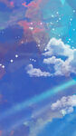 梦幻天空中的云朵与星光