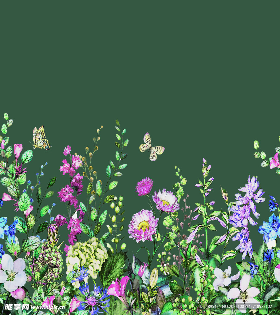 定位花  手绘花  水彩花 