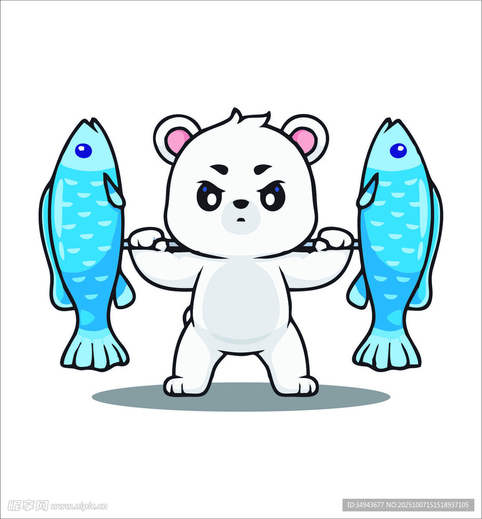 小熊双手各持一条大鱼
