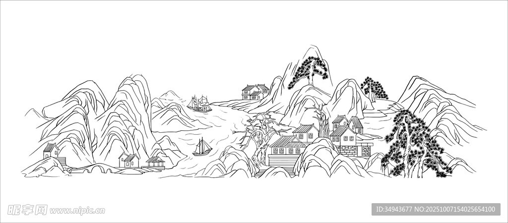 水墨山水风景图
