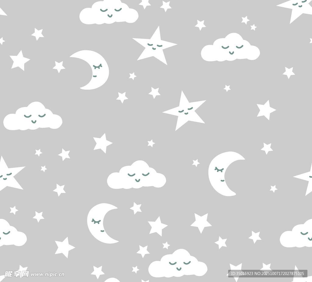 云朵星星月亮可爱图案