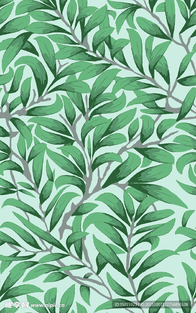 清新绿叶植物纹理图案