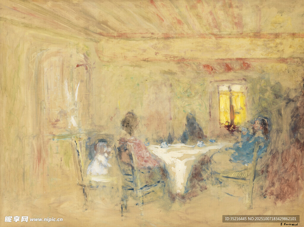 室内聚会场景绘画作品