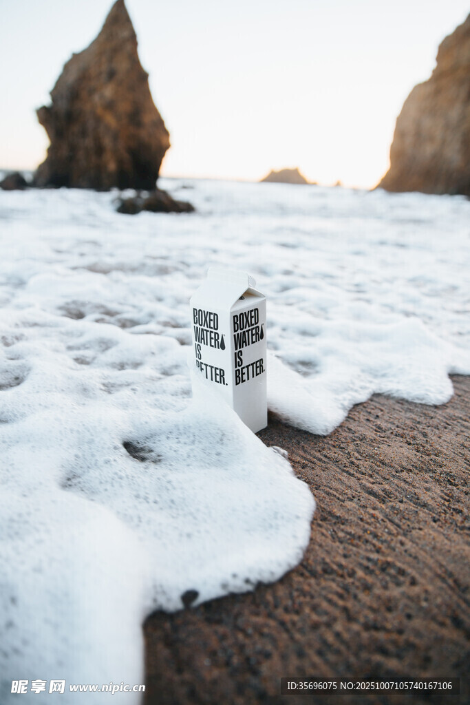 海边雪景中的独特岩石景观
