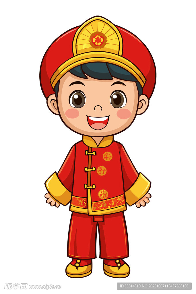 喜庆红衣小男孩形象