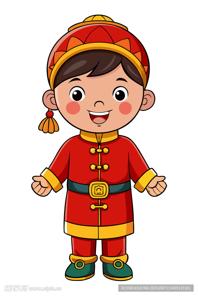 穿传统服饰的可爱小男孩