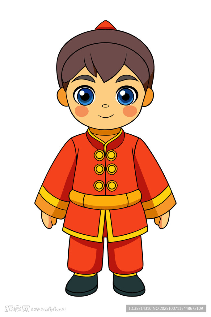 穿传统服饰的可爱小男孩