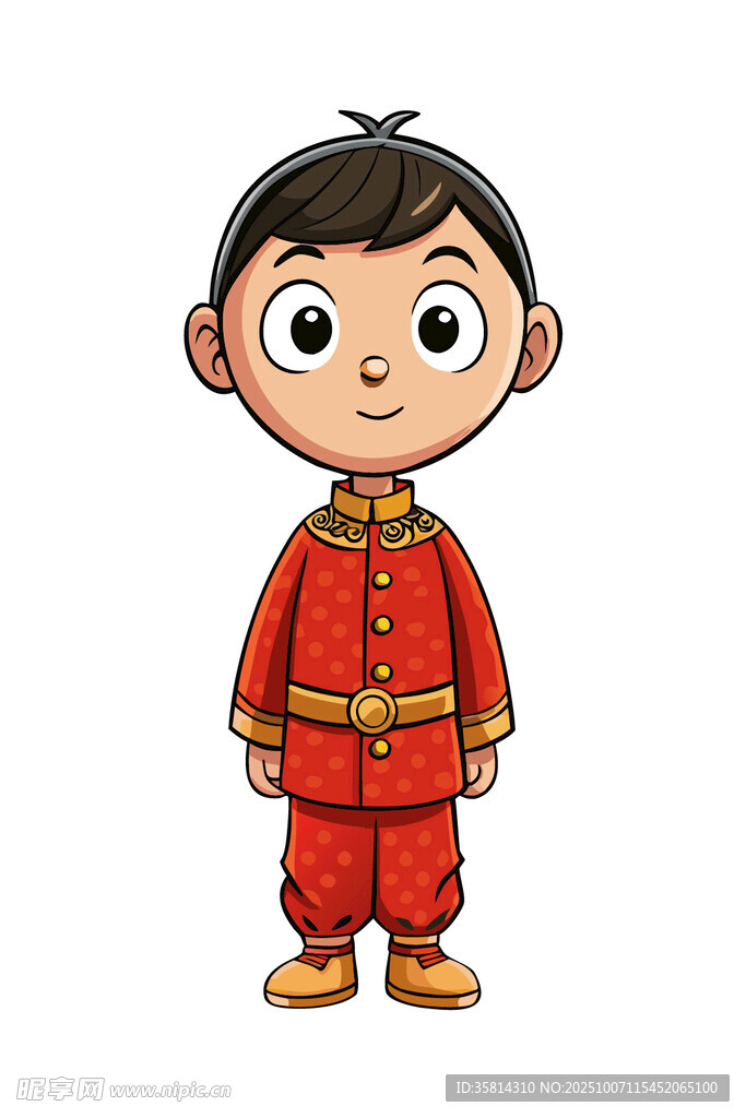 穿传统服饰的可爱小男孩